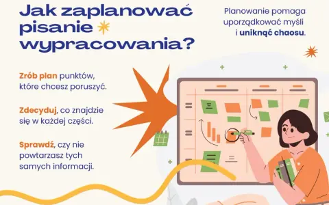 Tworzenie konspektu wypracowania: planuj punkty, decyduj o treści i unikaj powtórzeń. Planowanie uporządkuje myśli.