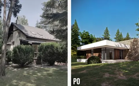 Przed i po: metamorfoza starego domu. Projekty przebudowy uwydatniają nowoczesną architekturę i kamienne detale.