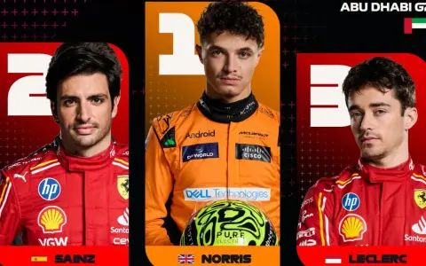 Carlos Sainz, Lando Norris y Charles Leclerc, pilotos del GP Abu Dhabi 2024.