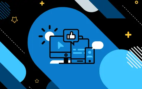 Ilustración de dispositivos (computadora, tablet, móvil) con iconos de redes sociales, representando la comunicación sincrono vs asincrono.