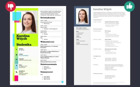 CV Karolina Wójcik: studentka finansów i rachunkowości, praktykantka w księgowości, wolontariuszka. Rozwinięcie CV obejmuje doświadczenie i umiejętności.