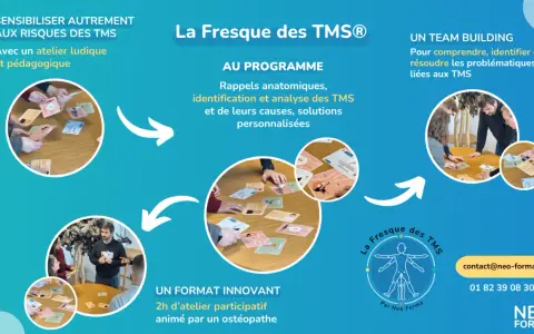Atelier ludique pour la formation TMS : analyse des risques, causes et solutions. Un team building innovant animé par un ostéopathe.