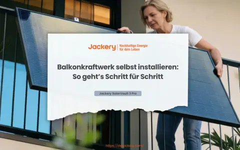 Frau montiert ein Balkonkraftwerk. Anleitung: Balkonkraftwerk anmelden und selbst installieren.