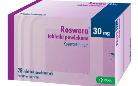 Opakowanie leku Roswera 30 mg, zawierające 28 tabletek powlekanych. Przed zastosowaniem należy zapoznać się z ulotką dotyczącą roswera skutki uboczne.