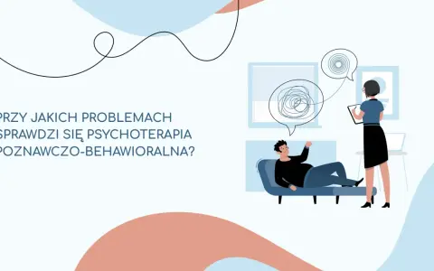 Terapia CBT pomaga uporządkować myśli. Pacjent leży na kozetce, a terapeuta notuje.