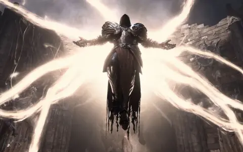 Mroczny wojownik w zbroi, otoczony oślepiającym światłem, niczym anioł śmierci. Wyobraź sobie, że to on zapowiada **Diablo 3 crossplay** – epicką bitwę na wszystkich platformach!