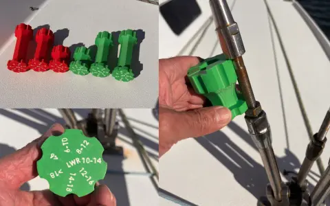 3D printed abs resin tools for adjusting turnbuckles on a sailboat.