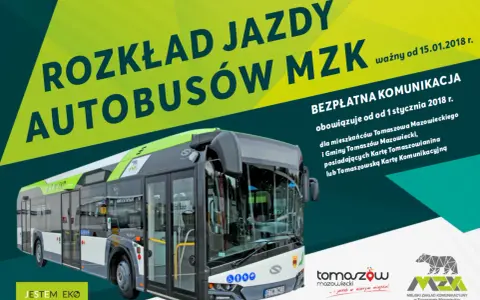 Rozkład jazdy autobusów MZK Tomaszów Mazowiecki. Bezpłatna komunikacja od 1.01.2018 dla mieszkańców.