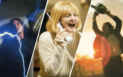 Scene da brivido: una donna terrorizzata da scariche elettriche, un'altra al telefono in preda al panico, e un uomo con una motosega. Storie vere horror di casi realmente accaduti.