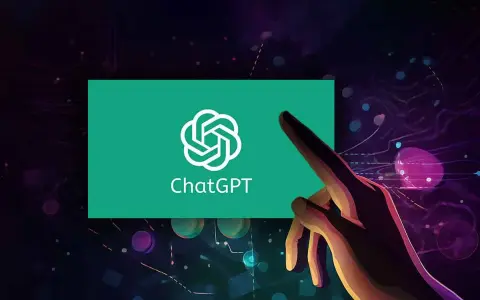Dłoń dotyka ekranu z logo ChatGPT, symbolizując interakcję z zaawansowaną sztuczną inteligencją GPT.