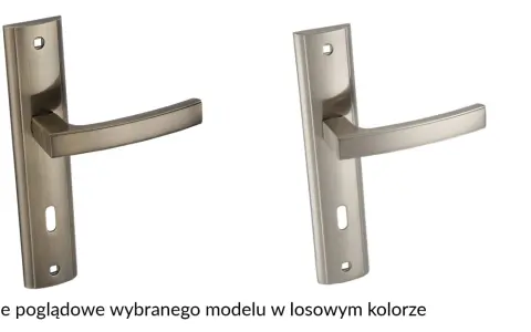 Dwie klamki Infinity Line, jedna w kolorze starego złota, druga w odcieniu niklu, prezentują elegancki design.