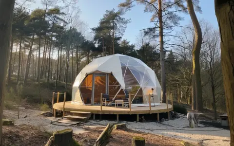 Domek w lesie, idealny na glamping. To połączenie luksusu i natury, gdzie możesz odpocząć w komfortowych warunkach.