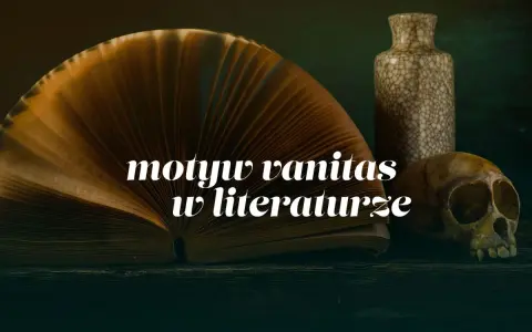 Otwarta księga, czaszka i waza – klasyczne symbole motywu vanitas w literaturze, przypominające o przemijaniu.
