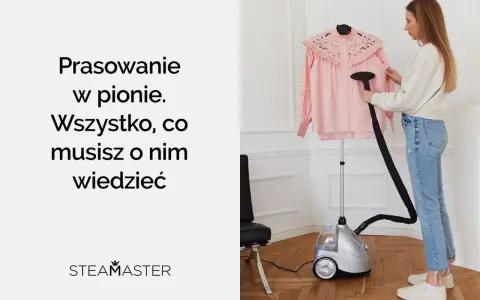 Kobieta prasuje różową koszulę parownicą stojącą. Dowiedz się, jak prasować parownicą, by ubrania wyglądały idealnie.