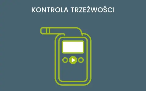 Grafika przedstawia alkomat, symbolizujący kontrolę trzeźwości przez policję.