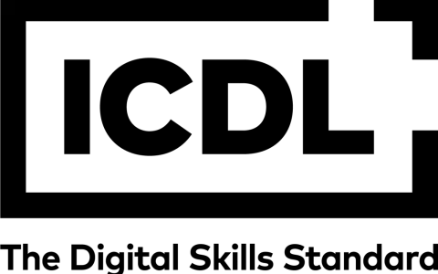 Logo ICDL, che sta per "eCDL cos'è", con lo slogan "The Digital Skills Standard".