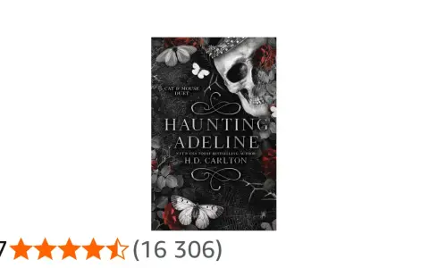 Okładka książki "Haunting Adeline" H.D. Carlton. Mroczna, z czaszką, różami i ćmami. O czym jest ta książka?