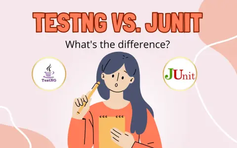 Ilustracja porównująca TestNG i JUnit, z dziewczyną trzymającą ołówek i notatnik.