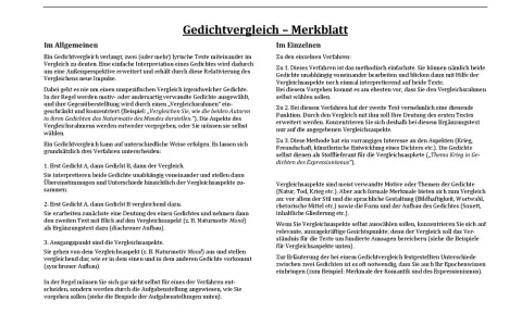Ein Gedichtvergleich beleuchtet Gemeinsamkeiten und Unterschiede lyrischer Texte. Ein Sonett ist eine Gedichtform, die hier als Vergleichsaspekt genannt wird.