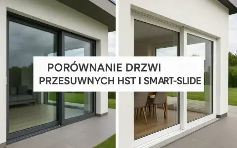 Porównanie drzwi przesuwnych HST i Smart-Slide. Nowoczesne okno HST z widokiem na salon i ogród.