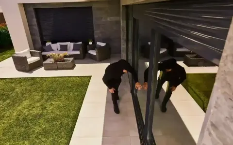Deux individus en noir tentent d'ouvrir une porte vitrée. Que faire face à une tentative d'effraction ?