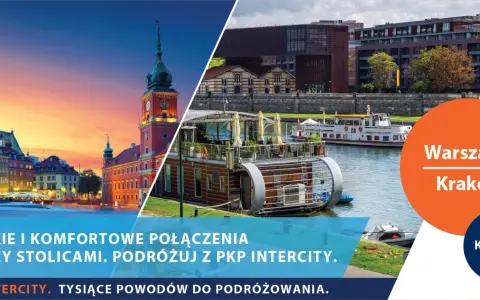 Szybkie połączenia PKP Intercity Warszawa-Kraków. Podróżuj komfortowo między stolicami.