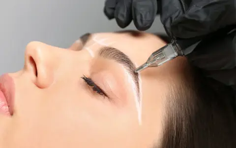 Une esthéticienne réalise un maquillage permanent des sourcils. Avis et résultats avant/après.