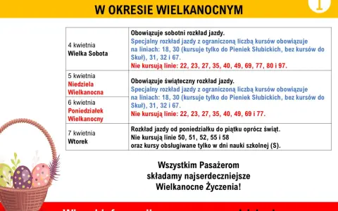 Rozkład jazdy PKS Grodzisk Mazowiecki na okres Wielkanocy. Specjalne kursy i wyłączenia linii.