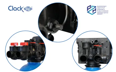 Głowica Clack, szczegół mechanizmu i zaworów. Instrukcja montażu i obsługi.