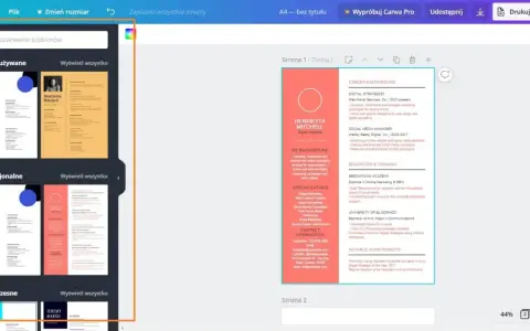Szablony CV w programie Canva pomogą Ci stworzyć profesjonalny dokument.