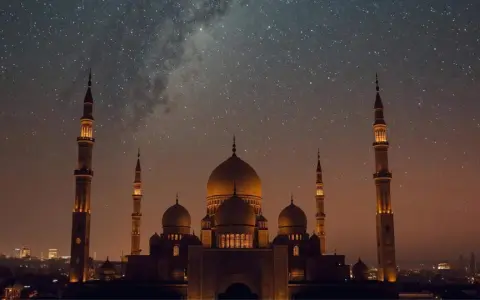 Eine Moschee unter einem sternenklaren Himmel, perfekt für das Laylatul Qadr Gebet.