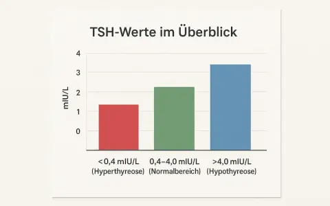 Wykres TSH w ciąży: niski poziom (<0,4 mIU/L) to nadczynność, średni (0,4-4,0 mIU/L) to norma, wysoki (>4,0 mIU/L) to niedoczynność.