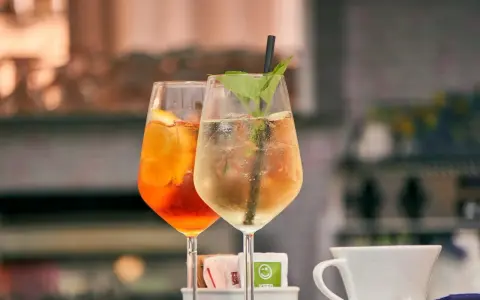 Orzeźwiający drink z bazylią obok pomarańczowego aperitifu. Wybór należy do Ciebie!