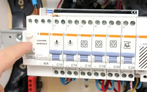 Main disjoncteur activé par un doigt, montrant le pouvoir de coupure de l'appareil pour la sécurité électrique.