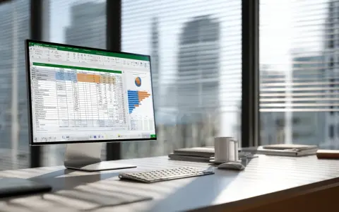Ein Schreibtisch mit einem Monitor, auf dem eine Excel-Tabelle mit Diagrammen angezeigt wird. Hier kann man das excel vorzeichen umkehren, um Daten zu analysieren.