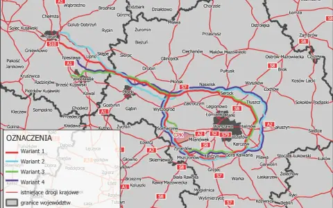 Mapa pokazuje warianty dróg z Warszawy do Szczecina. Odległość z Warszawy do Szczecina to ok. 400 km.