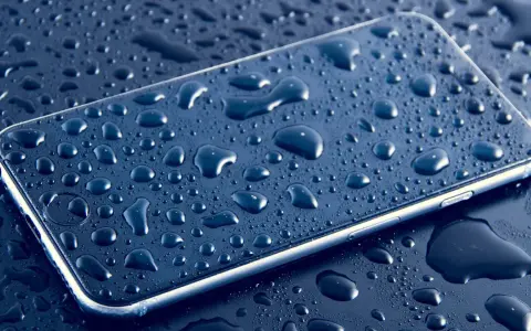 Smartfon pokryty kroplami wody, podkreślający jego wodoodporność IP.