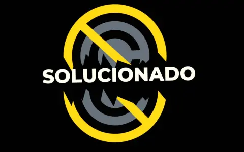 Logo "SOLUCIONADO" con un símbolo de prohibido amarillo sobre un fondo negro. ¡Tu problema de encontrar música para descargar sin copyright está resuelto!