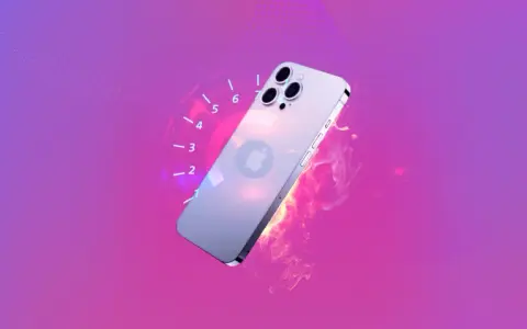 En iPhone 12 som inte laddar, med en hastighetsmätare och eld-effekter som symboliserar problemet.