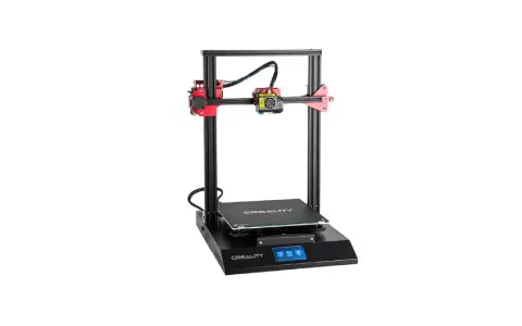 Drukarka 3D Creality CR-10 Smart Pro z czarną podstawą i czerwonymi elementami.