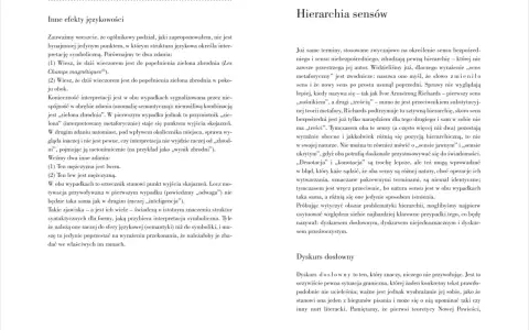 Hierarchia sensów, gdzie dedis diabeł tekst, opisuje sensy jawne i ukryte, denotację i konotację.