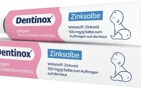 Zwei Tuben Dentinox Zinksalbe gegen Windeldermatitis. Ideal für den empfindlichen Intimbereich.