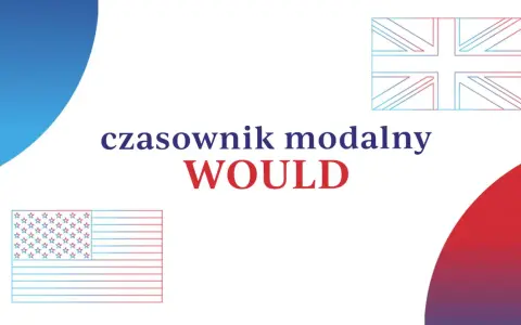 Czasownik modalny WOULD, używany do wyrażania warunków, marzeń i przeszłych nawyków. Flagi USA i Wielkiej Brytanii.