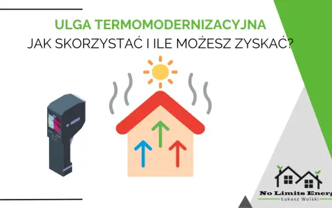 Ulga termomodernizacyjna: jak skorzystać i ile zwrotu można uzyskać? Termowizja i dom z zielonymi strzałkami.