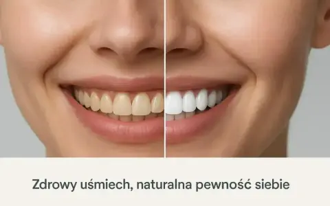 Przed i po: żółte zęby stają się białe. Efekt stabilizacji koloru po wybielaniu zębów dla olśniewającego uśmiechu.