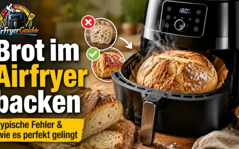 Perfekt Brot backen im Airfryer: Ein goldbraunes Brot dampft aus dem Airfryer. Tipps & Tricks für das beste Ergebnis.