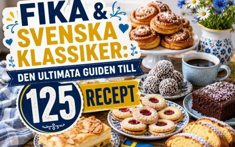 Fika & Svenska Klassiker: Den ultimata guiden till 125 recept. En härlig samling av kanelbullar, chokladkaka, syltkakor och mer.