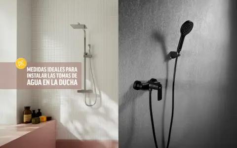 Duchas modernas y consejos para las medidas ideales de las tomas de agua en el baño.