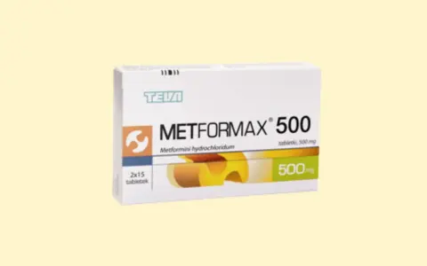 Opakowanie leku Metformax 500, który może być stosowany jako wsparcie w procesie odchudzania. Zawiera 30 tabletek po 500 mg.