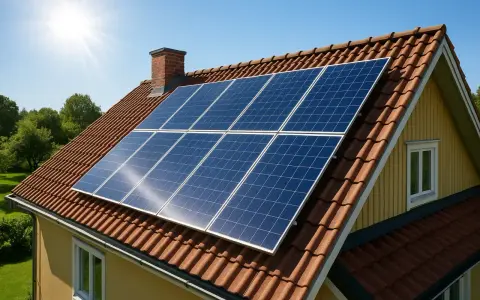 Solceller på ett tegeltak fångar solens strålar. Storlek och placering är viktiga för optimal energiproduktion.